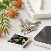 Porte-clés Grenouilles sur noir (Côté)