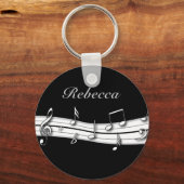 Porte-clés Grey black and white musical notes score (Recto)