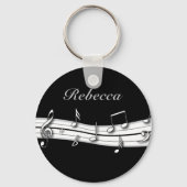 Porte-clés Grey black and white musical notes score (Verso)