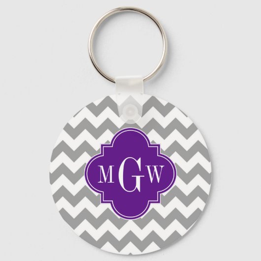 Porte-clés Grey What Chevron Purple Quatrefoil 3 Monogramme (Recto)