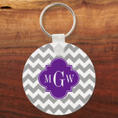 Porte-clés Grey What Chevron Purple Quatrefoil 3 Monogramme (Recto)