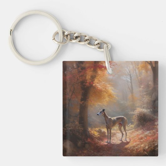 Porte-clés Greyhound à l'automne Feuilles automne Inspiration (Devant)