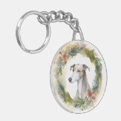 Porte-clés Greyhound Christmas Wreath Festive Pup (Devant gauche)