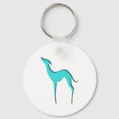 Porte-clés Greyhound Whippet chien turquoise silhouette bleue (Recto)