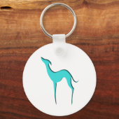Porte-clés Greyhound Whippet chien turquoise silhouette bleue (Recto)