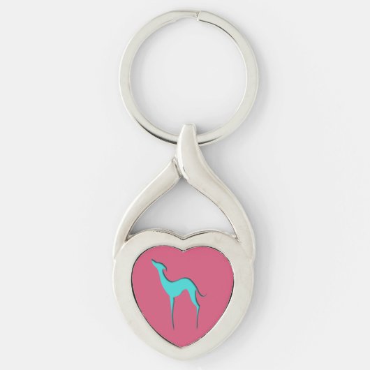Porte-clés Greyhound Whippet dog Elégant silhouette turquoise (Devant)
