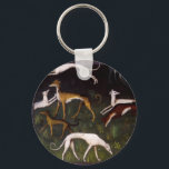 Porte-clés Greyhounds médiéval dans les bois profonds<br><div class="desc">Chiens de la race Greyhound représentés dans une peinture de la Renaissance,  courant et jouant dans une forêt d'imaginaires.</div>