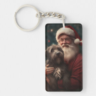 Porte-clés Griffon d'arrêt à poil dur Père Noël Noël