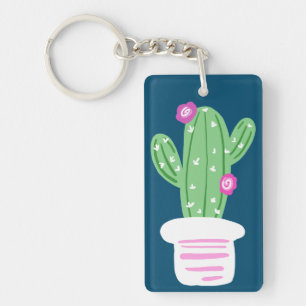 Porte-clés Griffonnage fleurissant rose   de cactus
