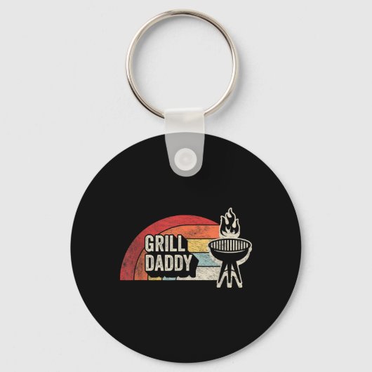 Porte-clés Grill Daddy Rétro Sunset BBQ Graphique Pour Papa (Recto)
