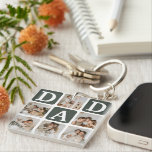 Porte-clés Grille multiphoto moderne mignon cadeau DAD<br><div class="desc">Créez votre propre porte - clé DAD avec ce montage et ce texte de grille multi-photo moderne. Design dispose de 6 Photographies avec des carrés d'angle incurvés avec le texte DAD en blocs verts kaki qui peuvent être changés en n'importe quelle couleur. Au verso, le texte 'World's Best Daddy' avec...</div>