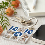 Porte-clés Grille multiphoto moderne mignon cadeau DAD<br><div class="desc">Créez votre propre porte - clé DAD avec ce montage et ce texte de grille multi-photo moderne. Design dispose de 6 Photographies avec des carrés d'angle incurvés avec le texte DAD en blocs bleu foncé qui peuvent être changés en n'importe quelle couleur. Au verso, le texte 'World's Best Daddy' avec...</div>