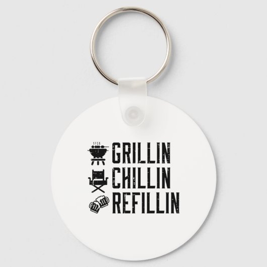 Porte-clés Grillin Chillin Refillin Funny Byrbecue Bbq Grill (Recto)