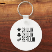 Porte-clés Grillin Chillin Refillin Funny Byrbecue Bbq Grill (Recto)