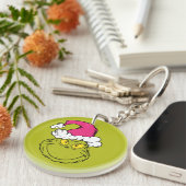 Porte-clés Grinch avec un chapeau de Père Noël rose (Devant droit)