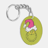 Porte-clés Grinch avec un chapeau de Père Noël rose (Devant gauche)