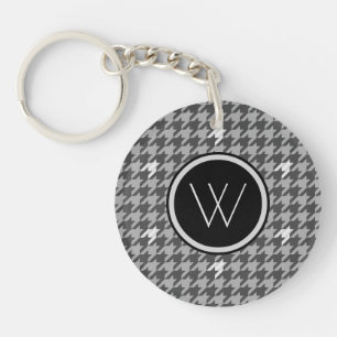 Porte-clés Gris avec Porte - clé Houndstooth Accent Argent
