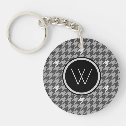 Porte-clés Gris avec Porte - clé Houndstooth Accent Argent (Devant)