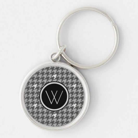 Porte-clés Gris avec Porte - clé Houndstooth Accent Argent (Devant)