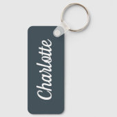 Porte-clés Gris Charbon & Personnalisation Nom Blanc (Verso)