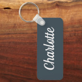 Porte-clés Gris Charbon & Personnalisation Nom Blanc (Recto)