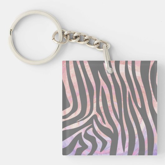 Porte-clés Gris clair et rose Zebra (Devant)
