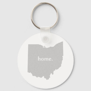 Porte-clés Gris en forme d'Ohio avec le Buckeye État de l'Oh