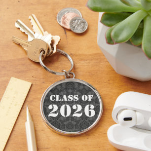 Porte-clés Gris et noir Damas Classe de diplôme