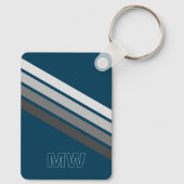 Porte-clés Gris Foncé Personnalisé Sur Bleu Foncé (Verso)