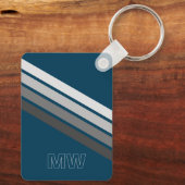 Porte-clés Gris Foncé Personnalisé Sur Bleu Foncé (Verso)