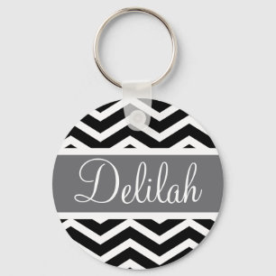 Porte-clés Gris gris noir Chevron personnalisé