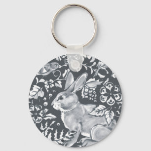 Porte-clés Gris lapin Motif Floral Bird Woodland Unique