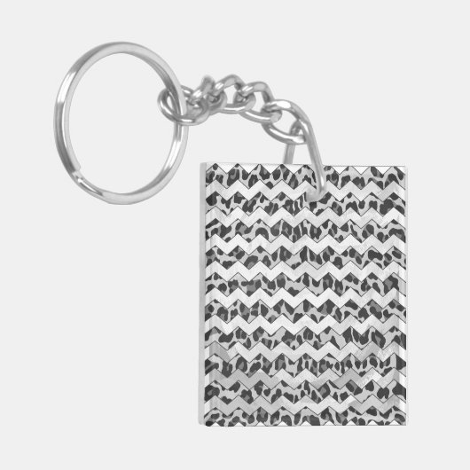 Porte-clés Gris léopard Chevron et gris clair (Devant gauche)