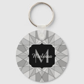 Porte-clés Gris noir Mosaïque Triangle Motif Monogramme (Verso)