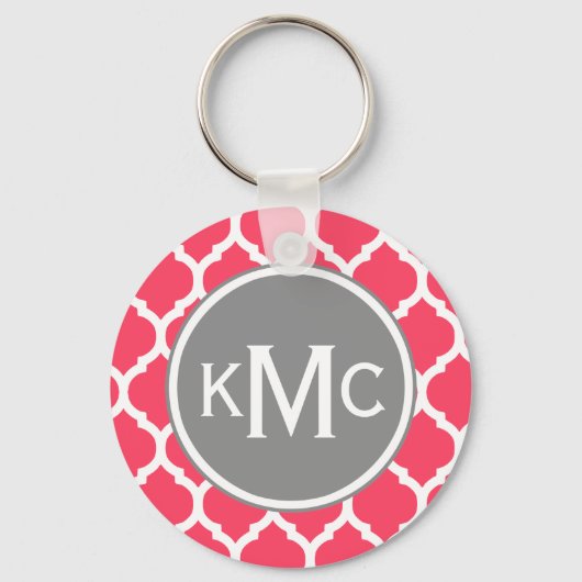 Porte-clés Gris rose clair Monogramme treillis marocain (Recto)