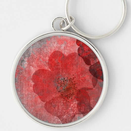 Porte-clés Gris rouge noir Grunge Digital Graphic Art Design (Devant)