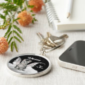 Porte-clés Gris Tabby Angel Chat Sweet personnalisé (Côté)