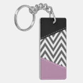 Porte-clés Gris Zigzag, Gris Chevron, Motif Zigzag, Violet (Devant gauche)