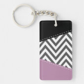 Porte-clés Gris Zigzag, Gris Chevron, Motif Zigzag, Violet (Devant)