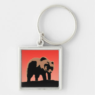 Porte-clés Grizzly Bear au coucher du soleil - Art original d