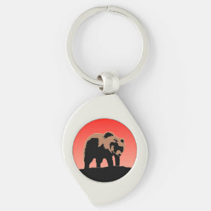 Porte-clés Grizzly Bear au coucher du soleil - Art original d