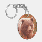 Porte-clés Grizzly Bear Cub dans Fireweed Peinture Art de la  (Devant gauche)