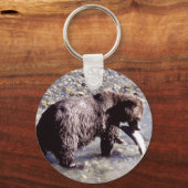 Porte-clés Grizzly Bear Manger un Saumon (Recto)