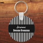 Porte-clés GROOMSMAN Nom personnalisé BANDE D'Argent Noir V05 (Recto)