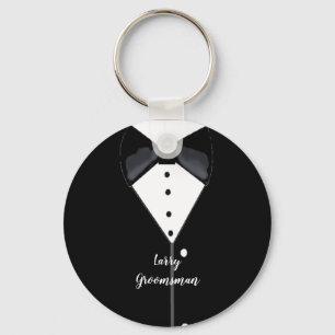 Porte-clés Groomsman personnalisé de Tuxedo noir