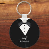 Porte-clés Groomsman personnalisé de Tuxedo noir (Recto)
