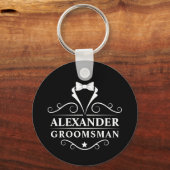 Porte-clés Groomsman Tuxedo Cravate noir (Recto)