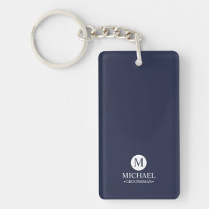 Porte-clés Groomsmen Personnalisé Classique Monogramme et nom