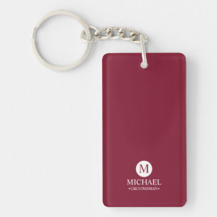 Porte-clés Groomsmen Personnalisé Classique Monogramme et nom