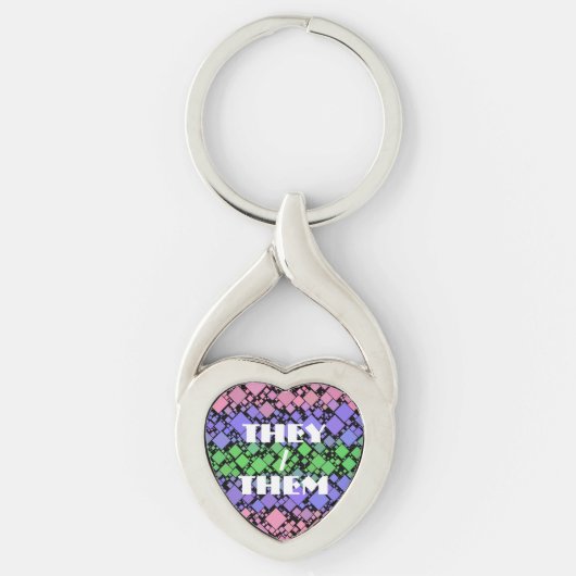 Porte-clés Groovy Boho Rétro Mod Géométrique Fierté Trigender (Devant)